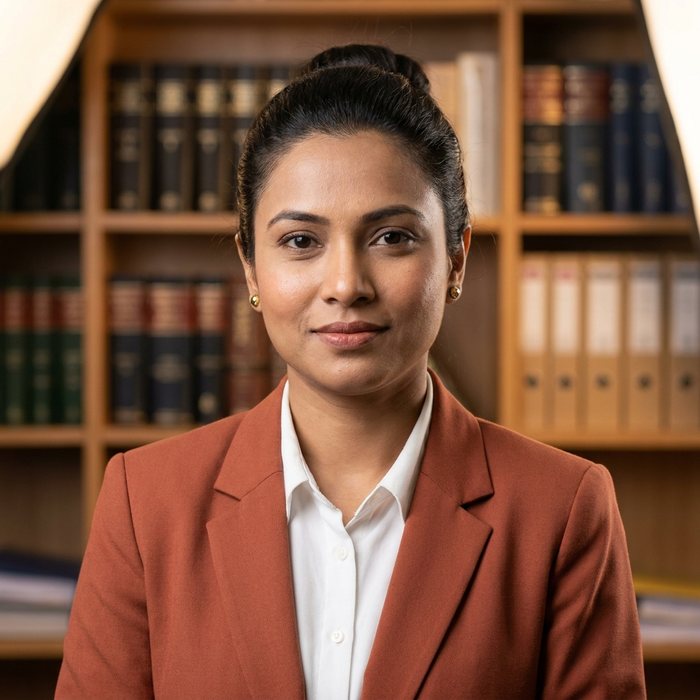 Portrait of Srijoni Foundation's Legal Counsel, a woman in a terracotta blazer